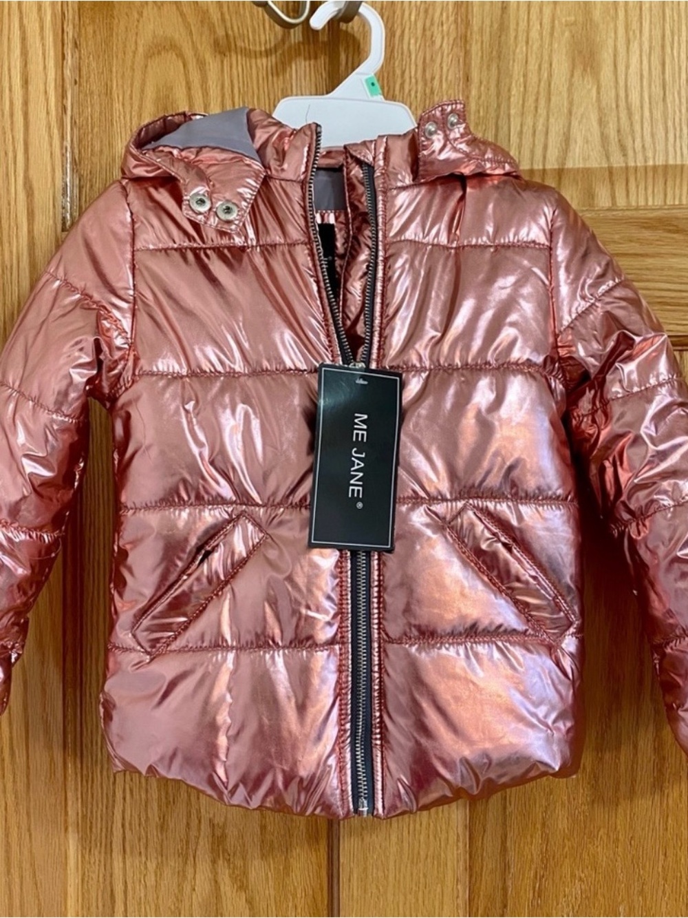 Girls Pink Metallic Winter Jacket